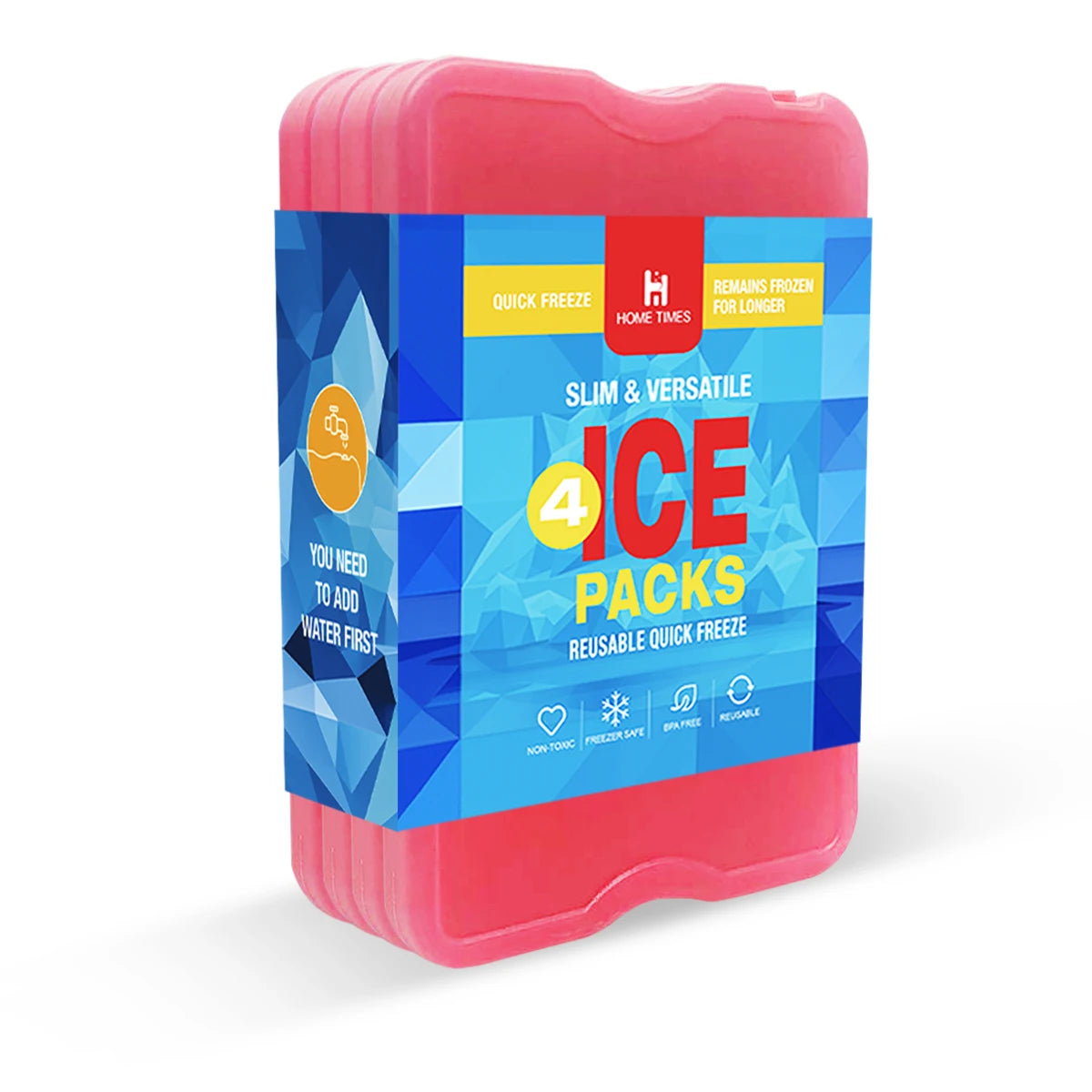 4 PCS Reusable Ice Packs for Cooler & Lunch Box - Long-Lasting Freezer Packs for Food, Perfect for Beach, Camping, Fishing,Blue