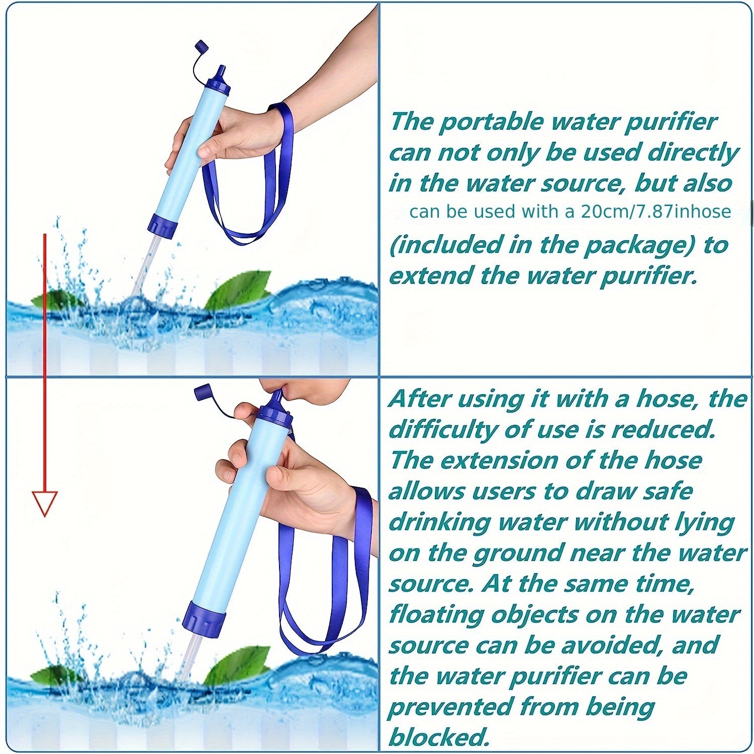 1pc Outdoor Water Filter, Personal Straw Water Filtration System, Emergency Survival Water Purifier For Camping Hiking Climbing Backpacking