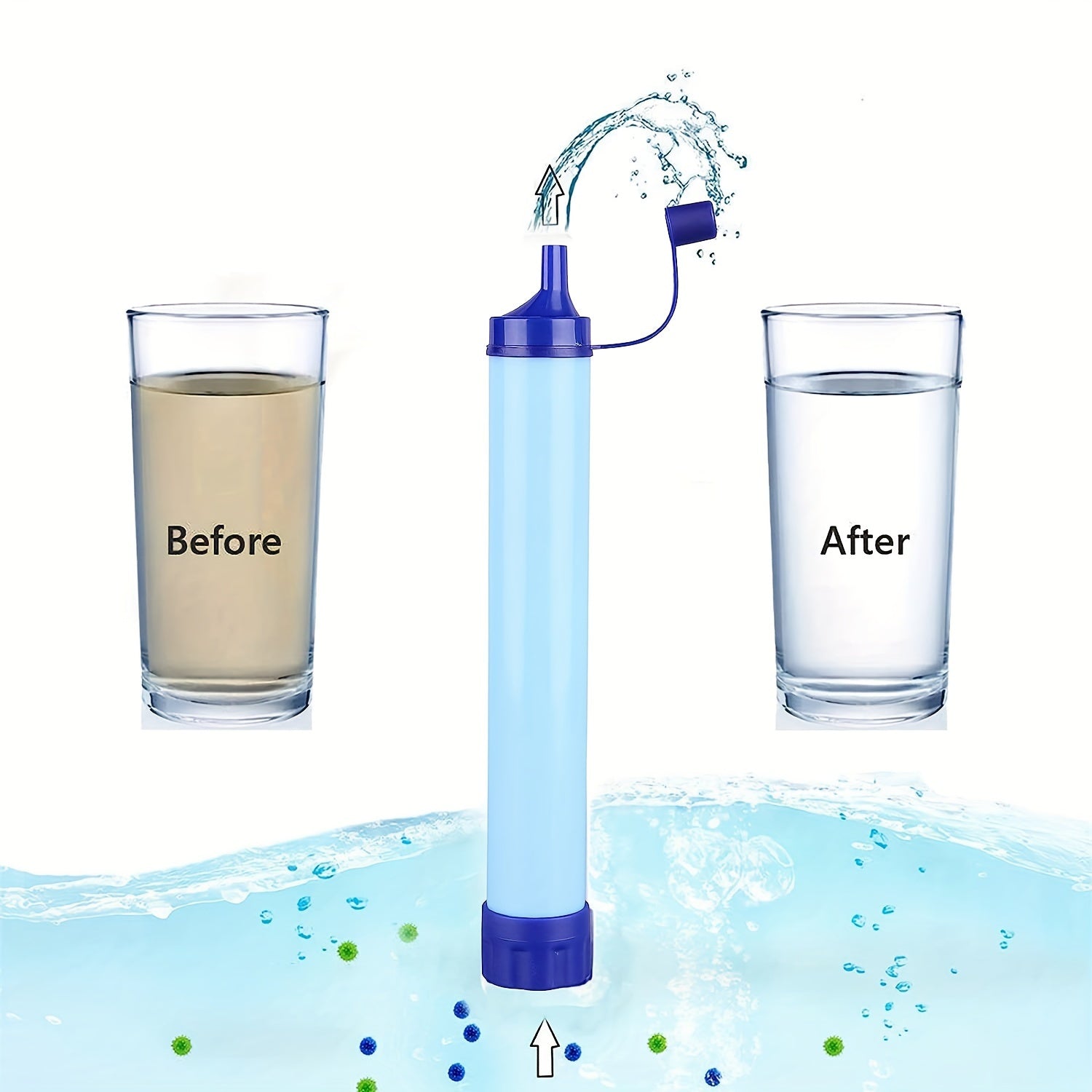 1pc Outdoor Water Filter, Personal Straw Water Filtration System, Emergency Survival Water Purifier For Camping Hiking Climbing Backpacking