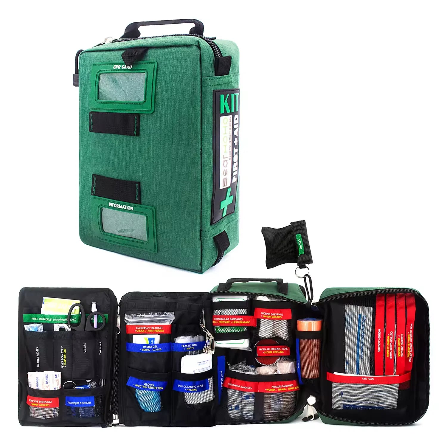 255Pcs Handy First Aid Kit Bag Lightweight Emergency Medical Rescue Bags for Home Outdoors Car Travel School Hiking Survival Kit