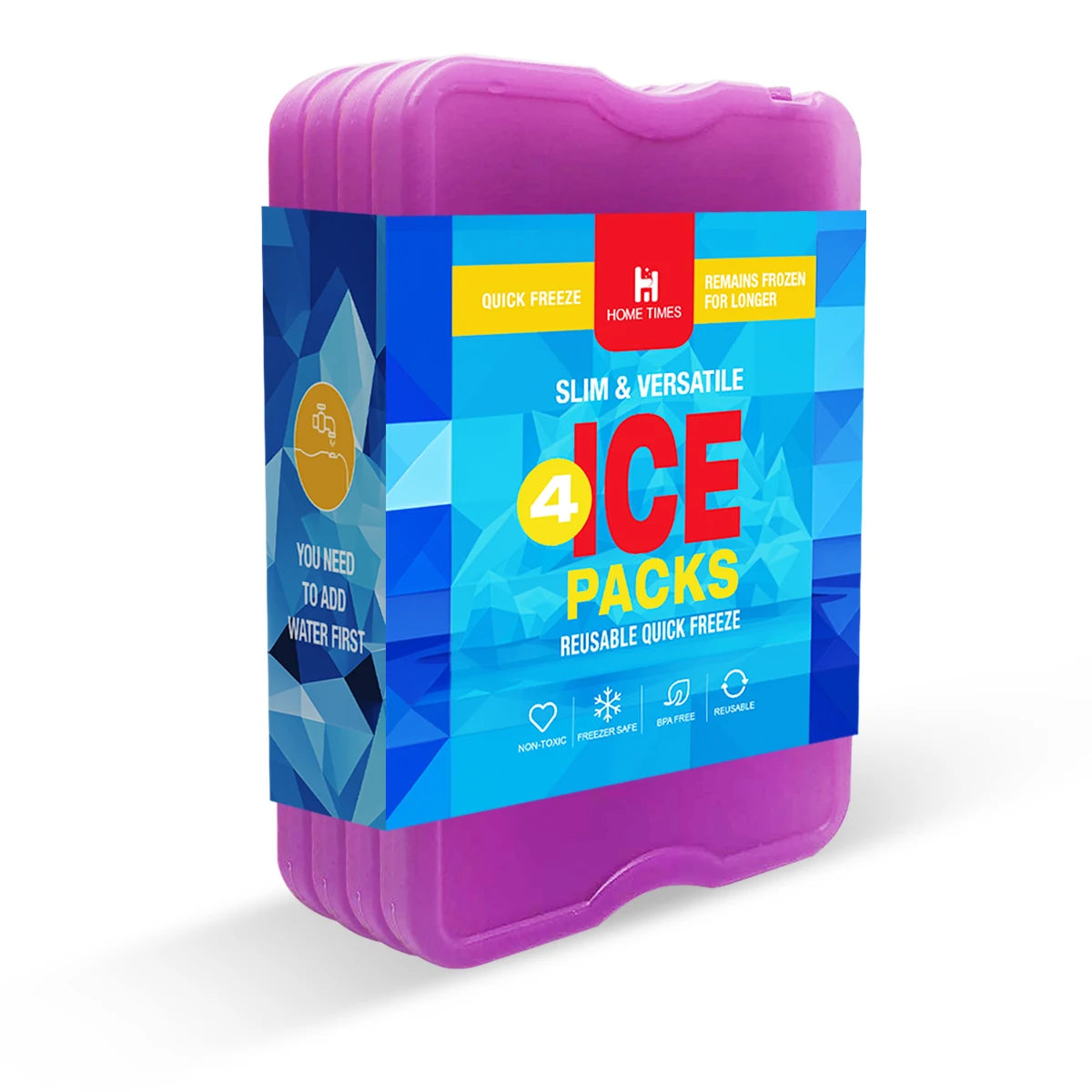 4 PCS Reusable Ice Packs for Cooler & Lunch Box - Long-Lasting Freezer Packs for Food, Perfect for Beach, Camping, Fishing,Blue