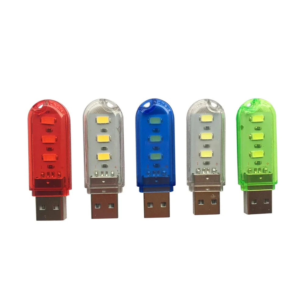 White Red Blue Green Portable Mini USB LED Emergency Night Lamp Survival Light for Outdoor or Indoor