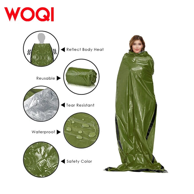 WOQI Spot Warm Camping Aluminum Film Envelope Emergency Sleeping Bag Survival Equipment