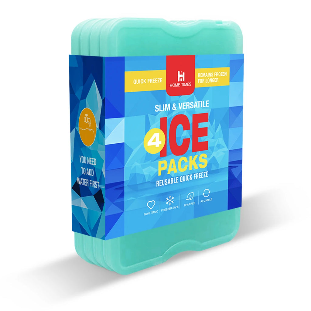 4 PCS Reusable Ice Packs for Cooler & Lunch Box - Long-Lasting Freezer Packs for Food, Perfect for Beach, Camping, Fishing,Blue