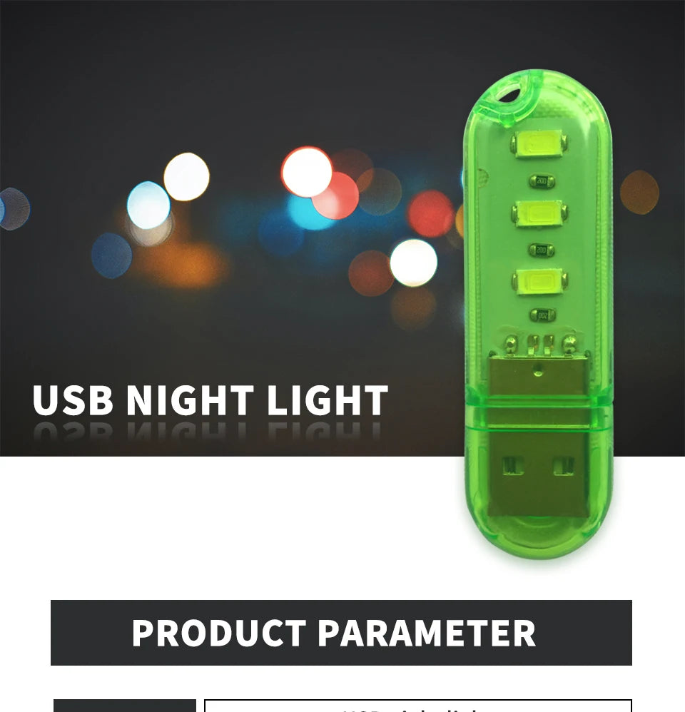 White Red Blue Green Portable Mini USB LED Emergency Night Lamp Survival Light for Outdoor or Indoor
