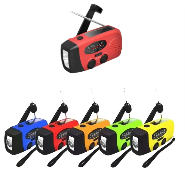 Portable Emergency Crank Weather Radio with USB Mobile Phone Charr Wind-up Solar Feature FM & AM Bands for Survival & SOS