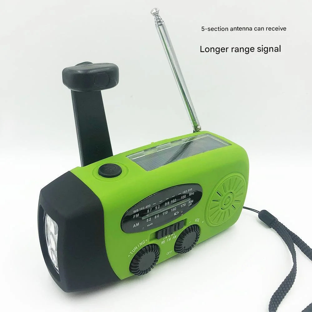 Portable Emergency Crank Weather Radio with USB Mobile Phone Charr Wind-up Solar Feature FM & AM Bands for Survival & SOS