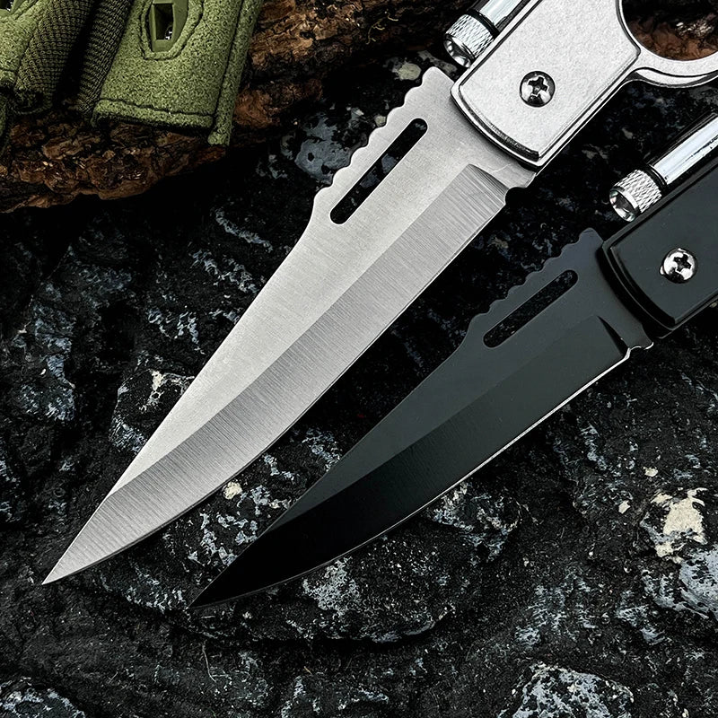 Outdoor Survival All-Around Folding Knife Portable Tactical Pocket EDC Multifunctional Lighting for Camping Hiking Wooden