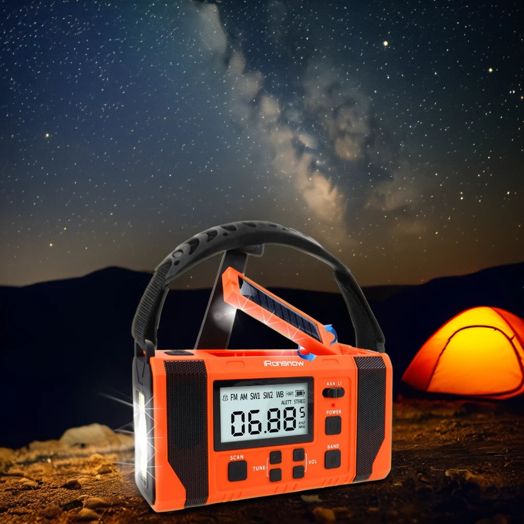 Best Price Mini Portable Solar Crank Powered LED Survival Flashlight Retro Style USB Light Speaker Waterproof FM Radio Emerncy