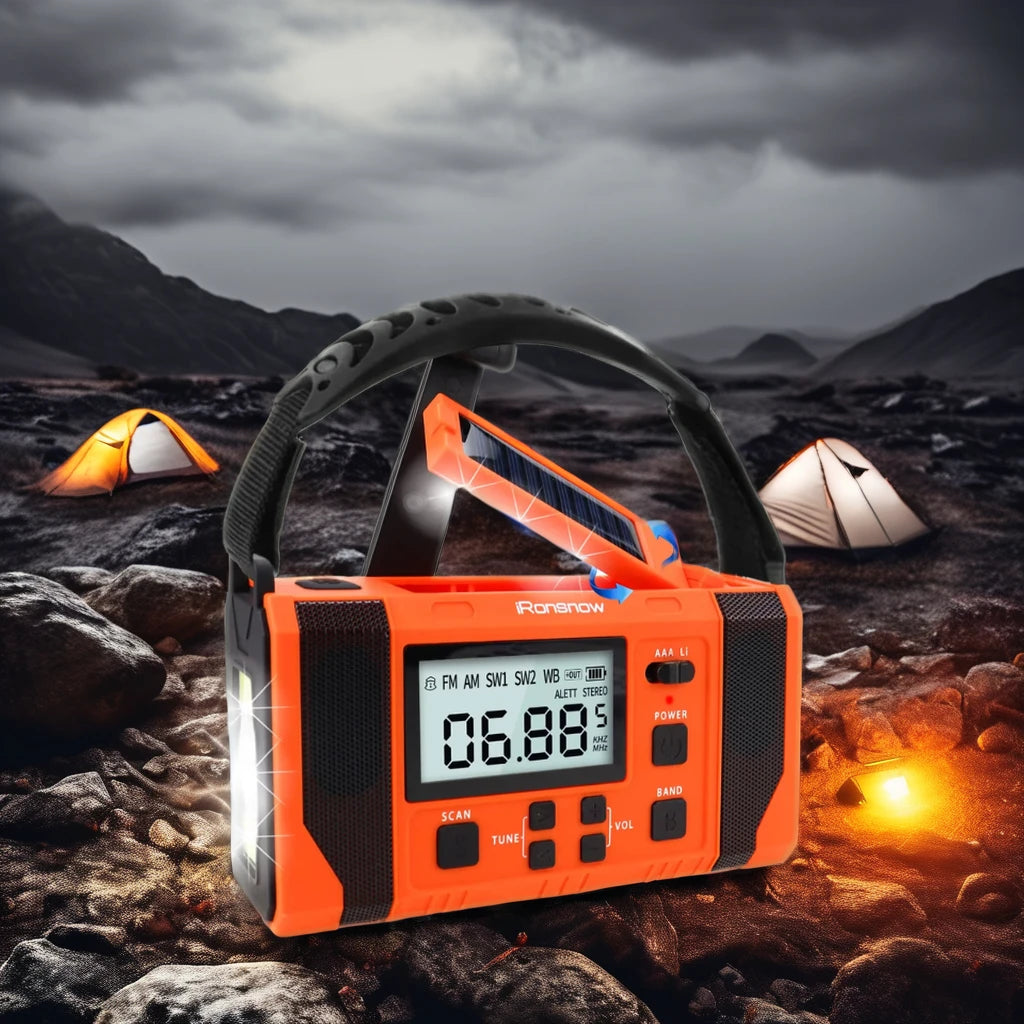 Best Price Mini Portable Solar Crank Powered LED Survival Flashlight Retro Style USB Light Speaker Waterproof FM Radio Emerncy
