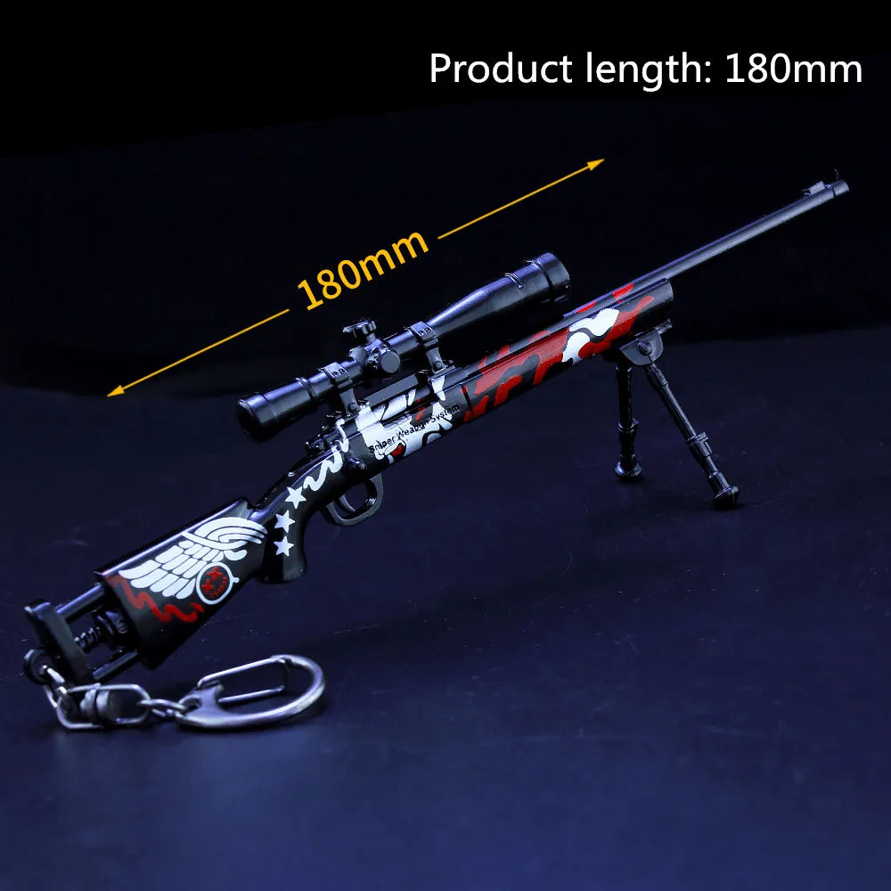 Custom PUBG Keychain Exquisite Metal Sniper Rifle Model Jedi Survival Gun Craft for Gift Promotion or Home Decoration