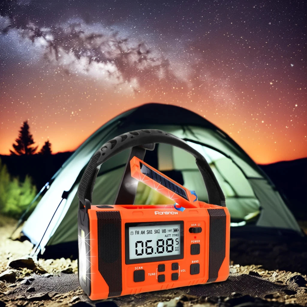 Best Price Mini Portable Solar Crank Powered LED Survival Flashlight Retro Style USB Light Speaker Waterproof FM Radio Emerncy