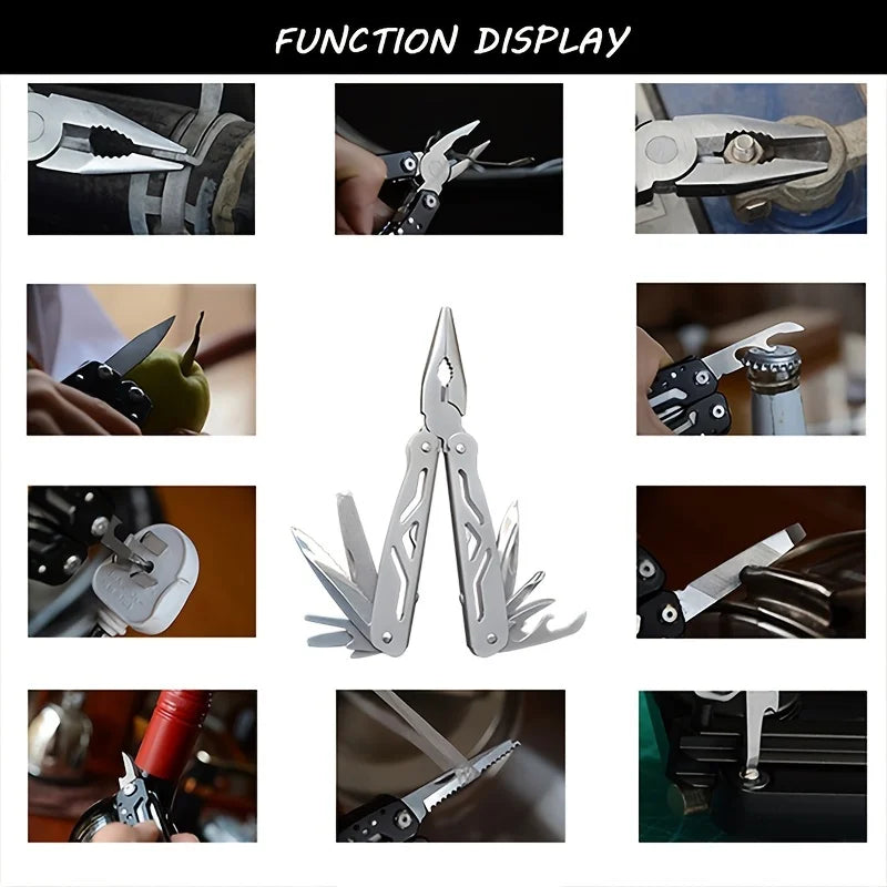 Multifunctional Outdoor Survival Mini Folding Screwdriver Wrench with Saw Blade Pocket Knife Wire Stripper Pliers Included