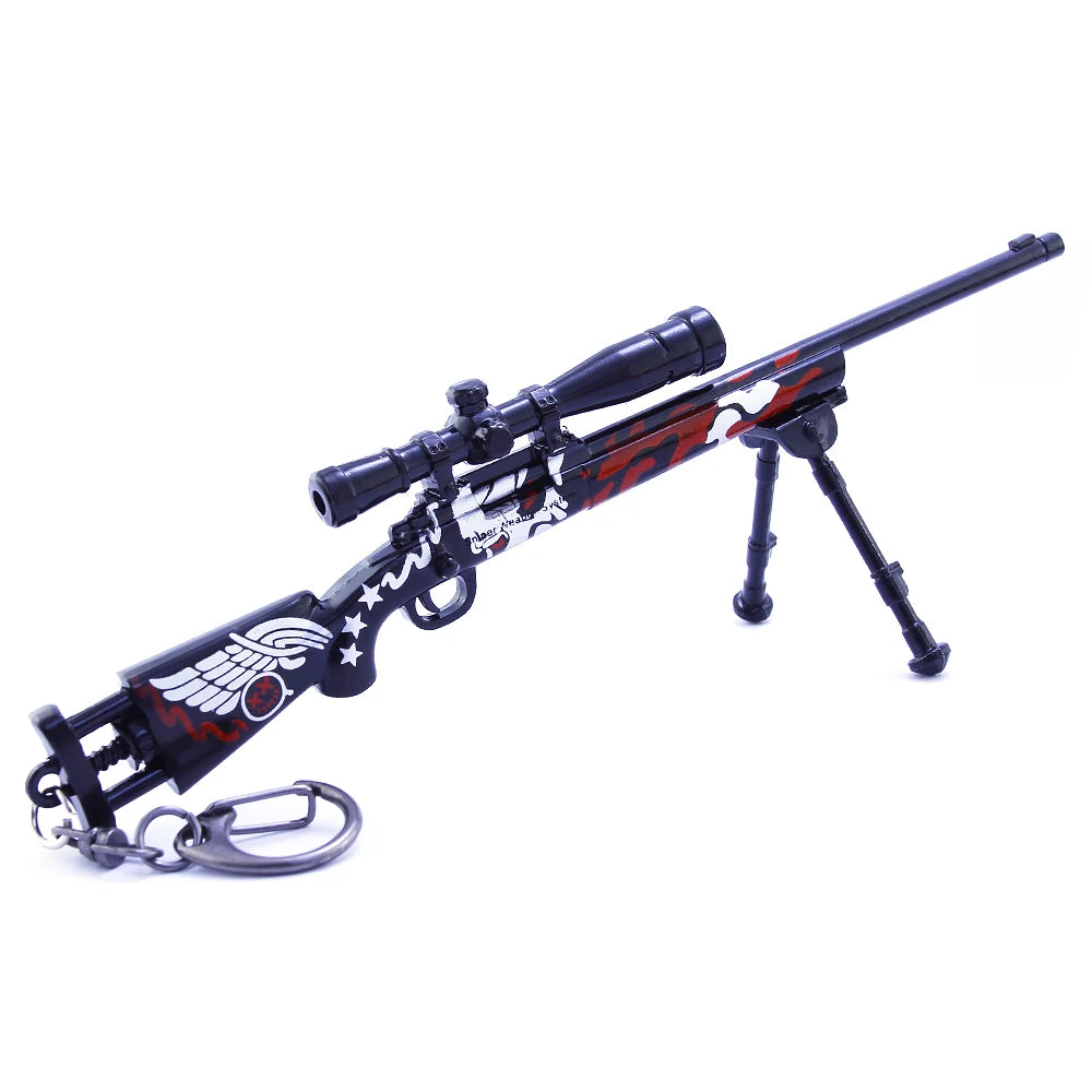 Custom PUBG Keychain Exquisite Metal Sniper Rifle Model Jedi Survival Gun Craft for Gift Promotion or Home Decoration