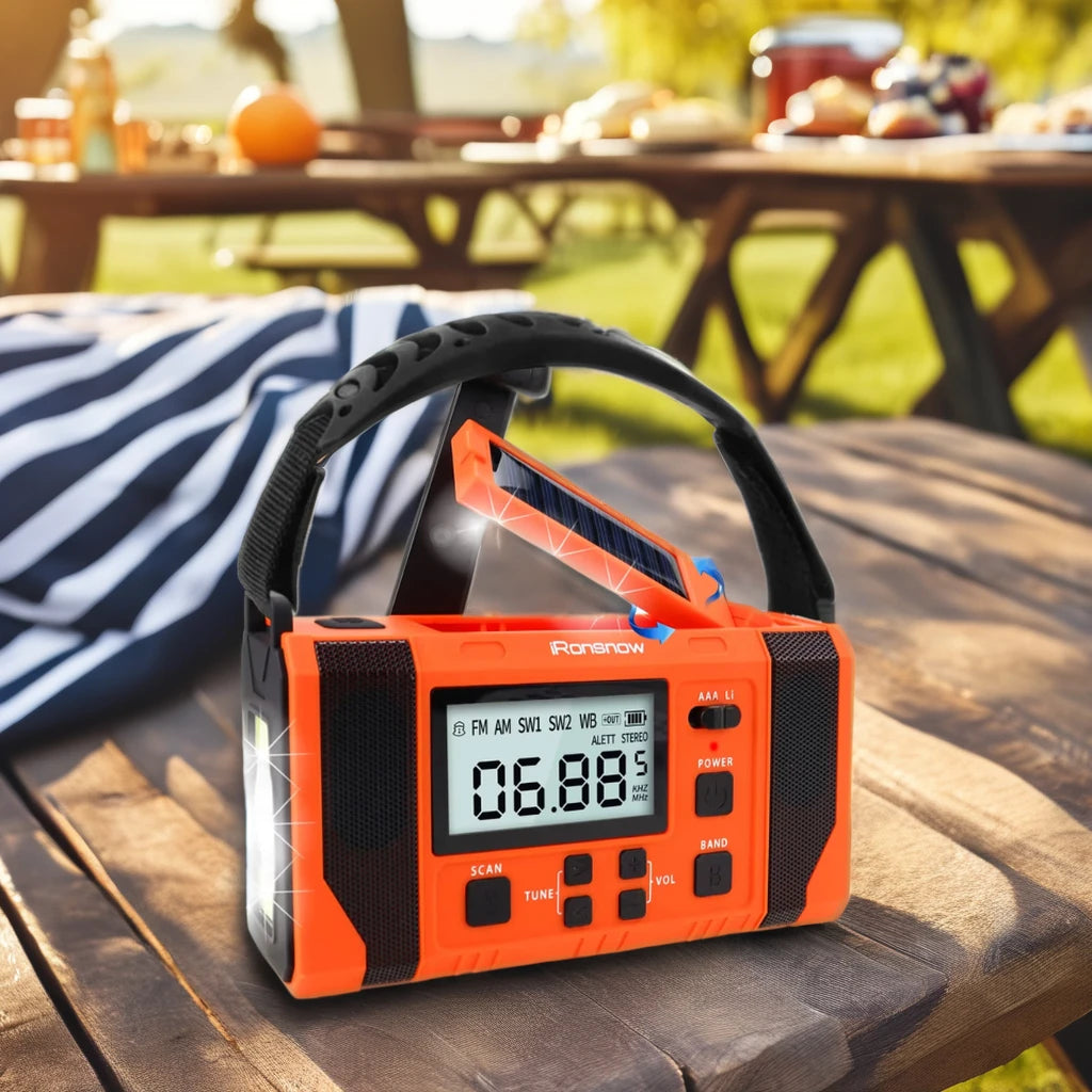 Best Price Mini Portable Solar Crank Powered LED Survival Flashlight Retro Style USB Light Speaker Waterproof FM Radio Emerncy