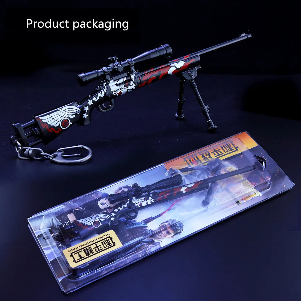 Custom PUBG Keychain Exquisite Metal Sniper Rifle Model Jedi Survival Gun Craft for Gift Promotion or Home Decoration