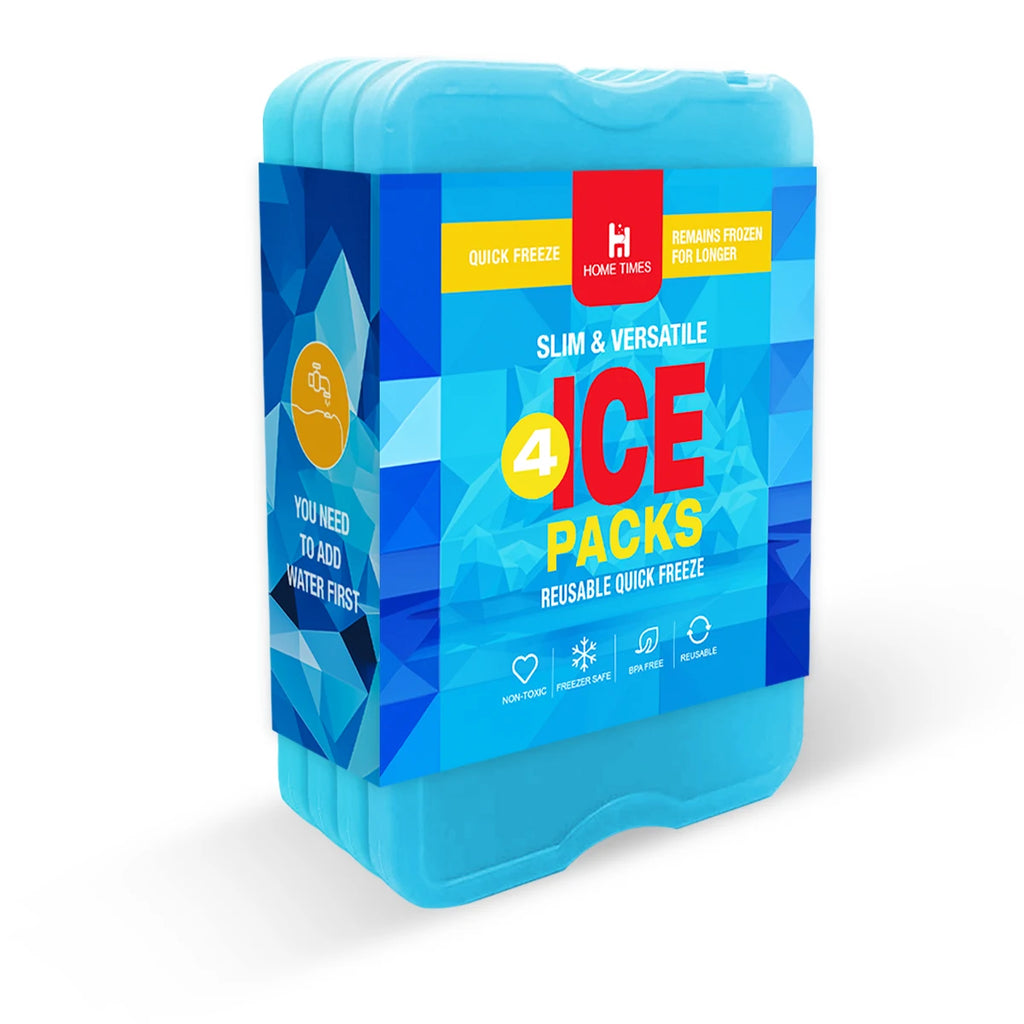 4 PCS Reusable Ice Packs for Cooler & Lunch Box - Long-Lasting Freezer Packs for Food, Perfect for Beach, Camping, Fishing,Blue