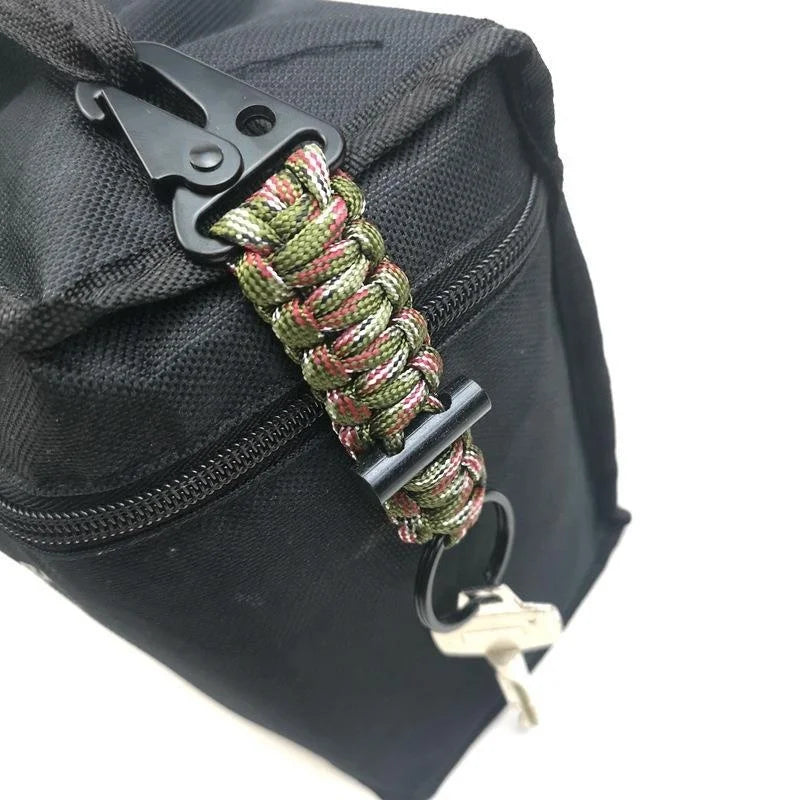 IRONDONKEY Outdoor Tactical Tool Camping Rope Carabiner Firestarter Paracord Keychain Survival