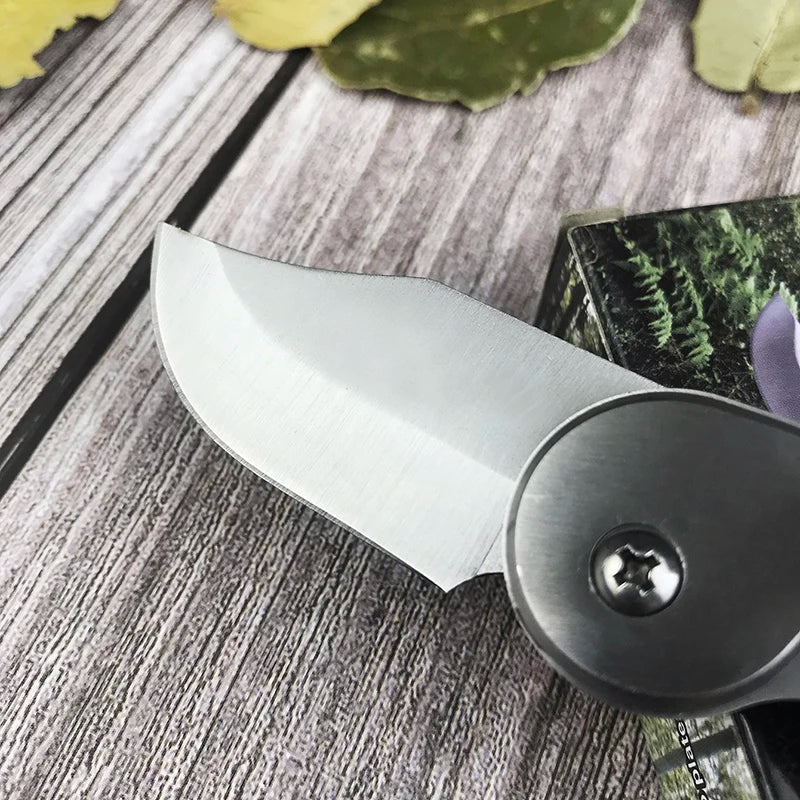 Mini camping EDC pocket knife 2.01 inch daily tactical self-defense tool knife wooden handle outdoor hunting survival knife