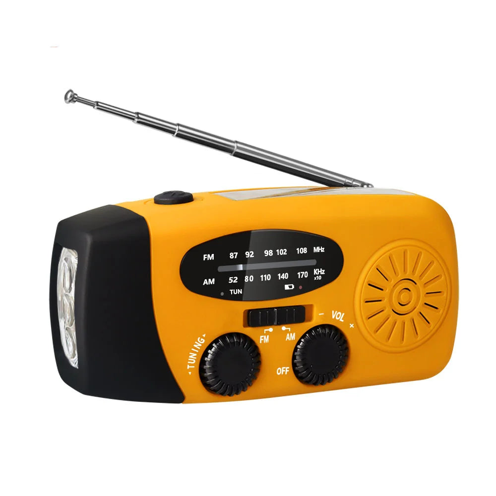 Portable Emergency Crank Weather Radio with USB Mobile Phone Charr Wind-up Solar Feature FM & AM Bands for Survival & SOS