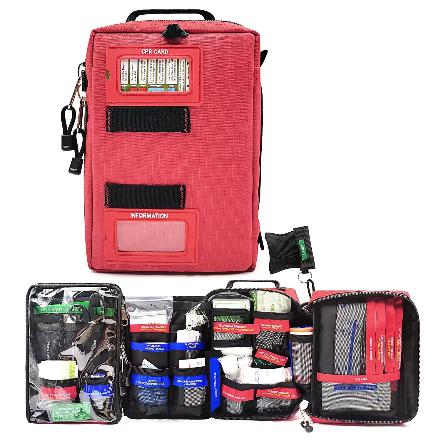 255Pcs Handy First Aid Kit Bag Lightweight Emergency Medical Rescue Bags for Home Outdoors Car Travel School Hiking Survival Kit