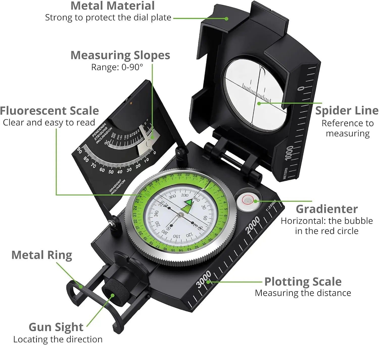 Pocket Survival Compass  Waterproof IPX65 Special Necklace Compass  Hiking Gear for Women and Men