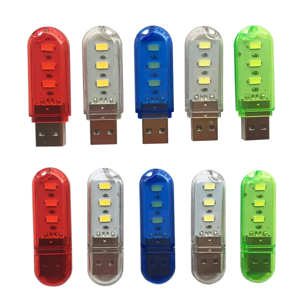 White Red Blue Green Portable Mini USB LED Emergency Night Lamp Survival Light for Outdoor or Indoor