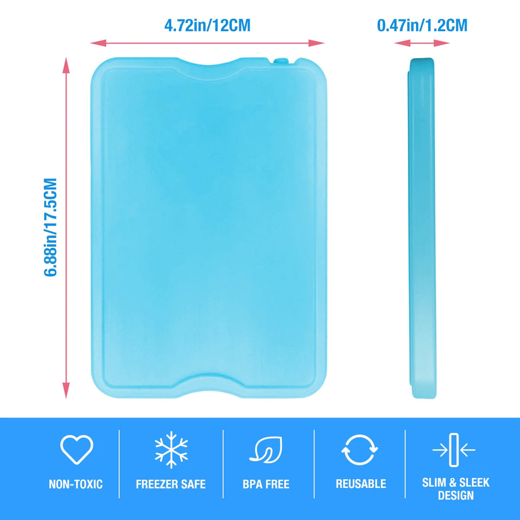 4 PCS Reusable Ice Packs for Cooler & Lunch Box - Long-Lasting Freezer Packs for Food, Perfect for Beach, Camping, Fishing,Blue