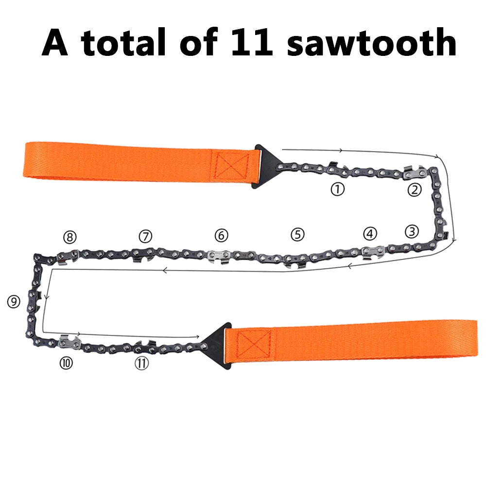 Outil d'urgence pour Camping et randonnée, 11 dents de scie, outils d'extérieur, scie à main avec fermeture éclair, jardin, bûche, survie, scie à chaîne Portable