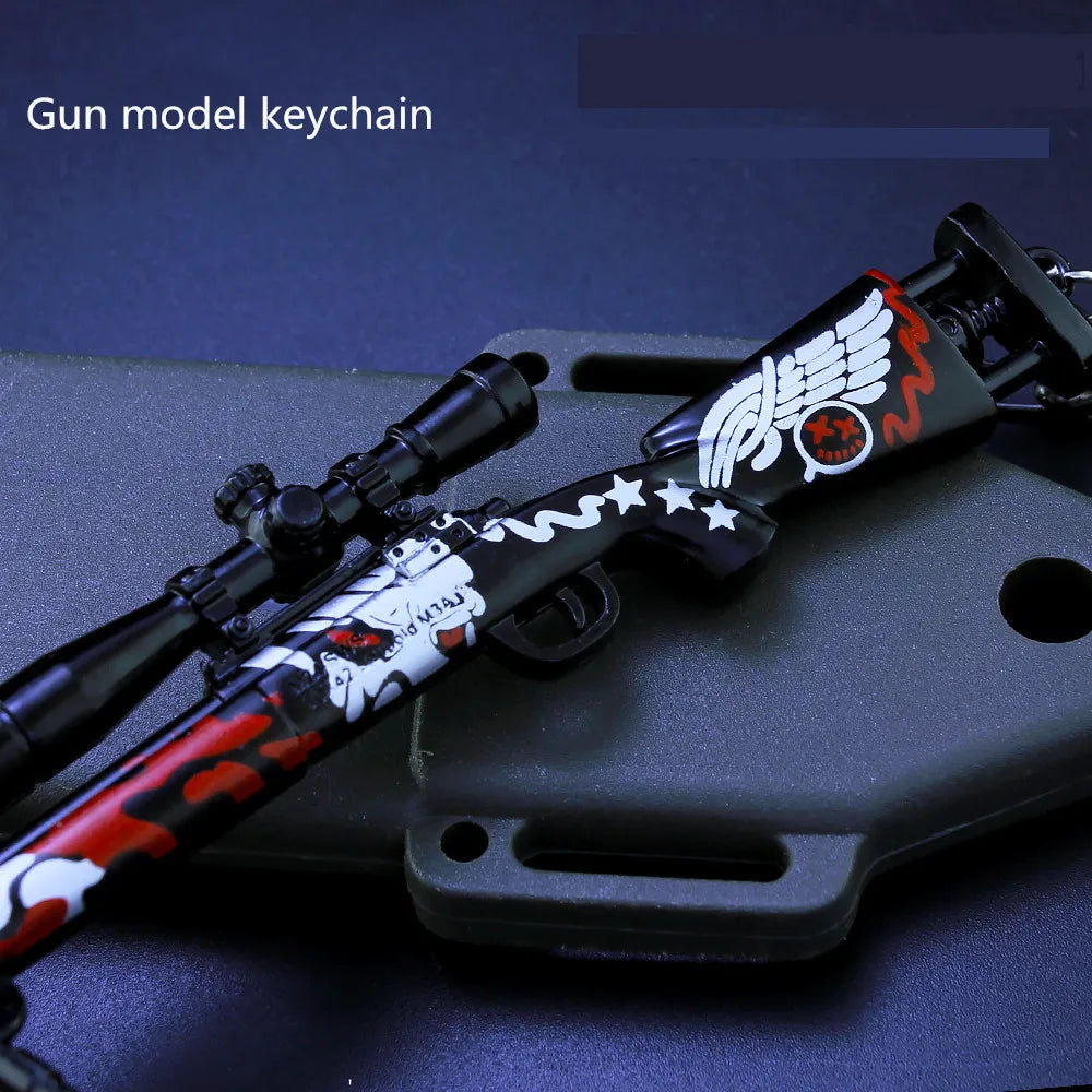 Custom PUBG Keychain Exquisite Metal Sniper Rifle Model Jedi Survival Gun Craft for Gift Promotion or Home Decoration