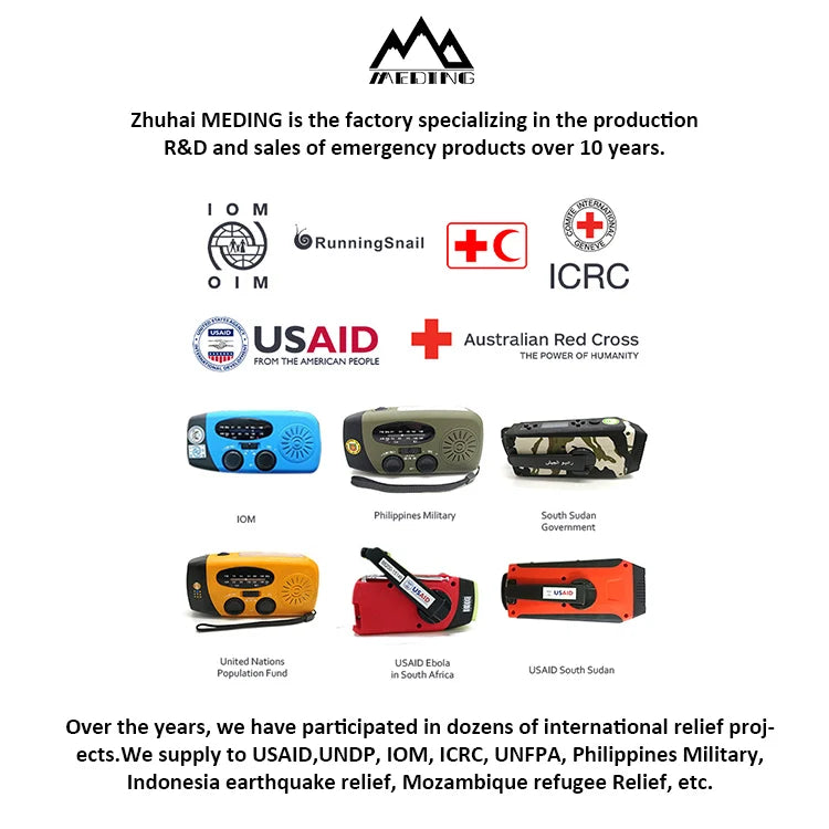 MEDING New Product Emergency Mini  Internet Solar Panel Rechargeable  Dinamo Radio with Sos Survival Kit