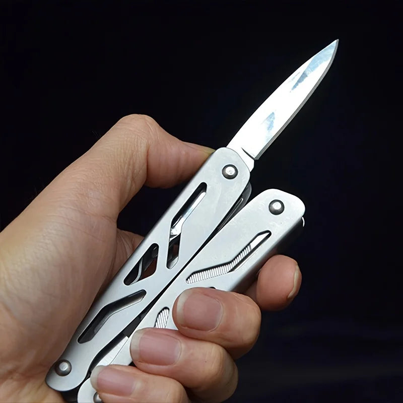 Multifunctional Outdoor Survival Mini Folding Screwdriver Wrench with Saw Blade Pocket Knife Wire Stripper Pliers Included