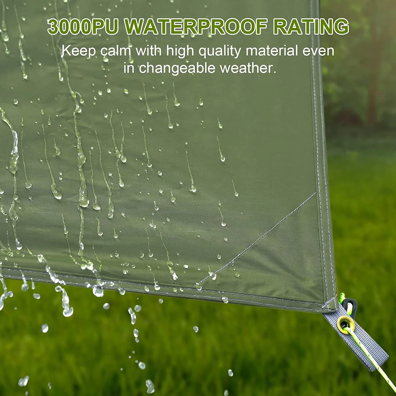 WOQI  Outdoor Camping Tent Rain Fly Tarp 210T Nylon Ripstop PU 3000 Waterproof Lightweight Survival Gear Shelter for Camping