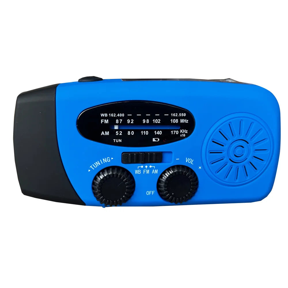 Portable Emergency Crank Weather Radio with USB Mobile Phone Charr Wind-up Solar Feature FM & AM Bands for Survival & SOS
