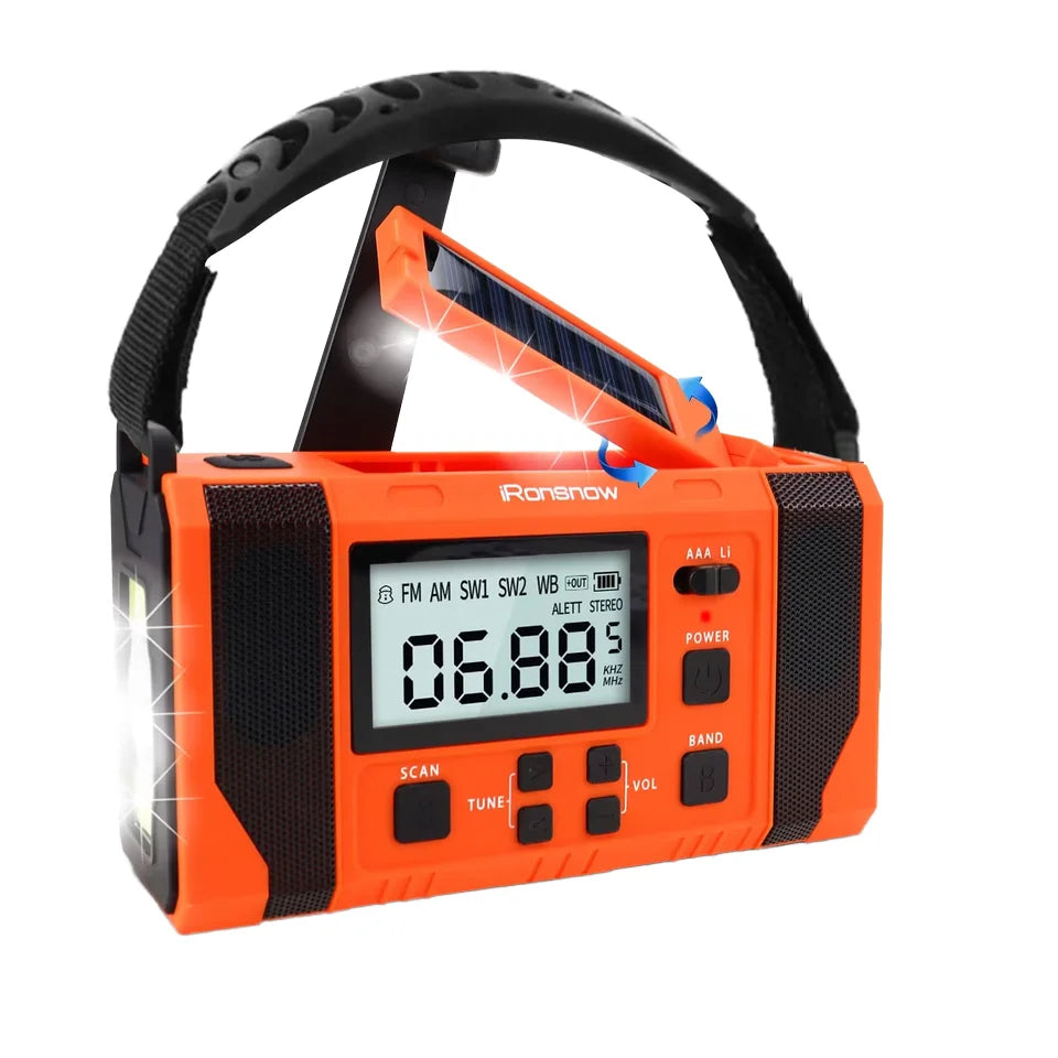 Best Price Mini Portable Solar Crank Powered LED Survival Flashlight Retro Style USB Light Speaker Waterproof FM Radio Emerncy