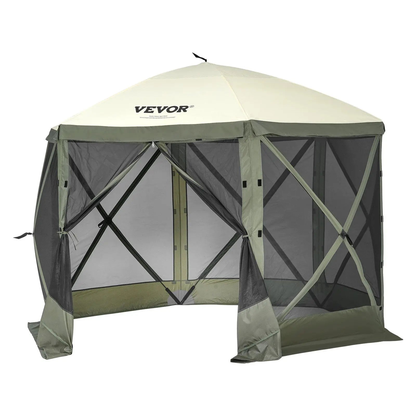 Pop Up Gazebo Tent, Pop-Up Screen Tent 6 Sided Canopy Sun Shelter with 6 Removable Privacy Wind Cloths & Mesh Windows, 10x10FT Q