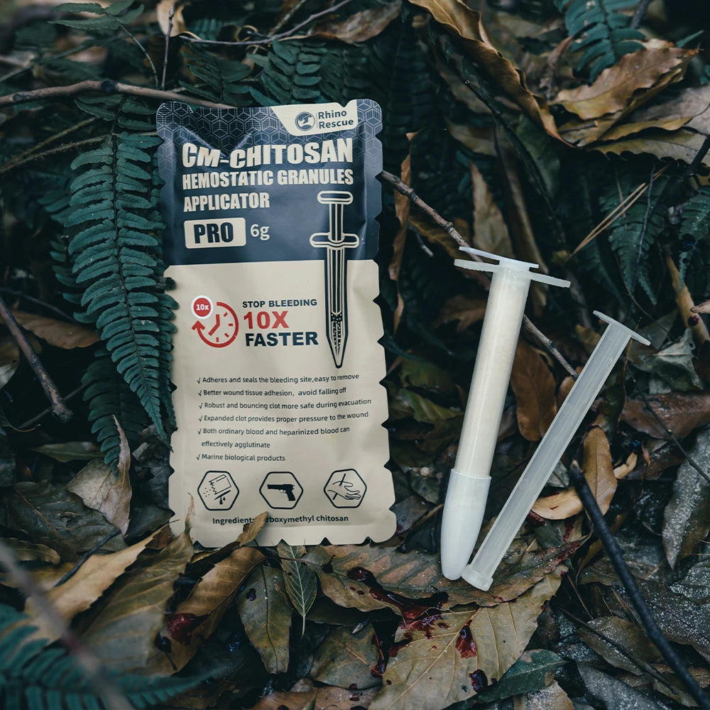 RHINO RESCUE 6g Granule hémostatique de chitosane |   Clusage rapide et portable pour les urgences, les soins des plaies, l'extérieur et |   Aucun résidu d'abord A