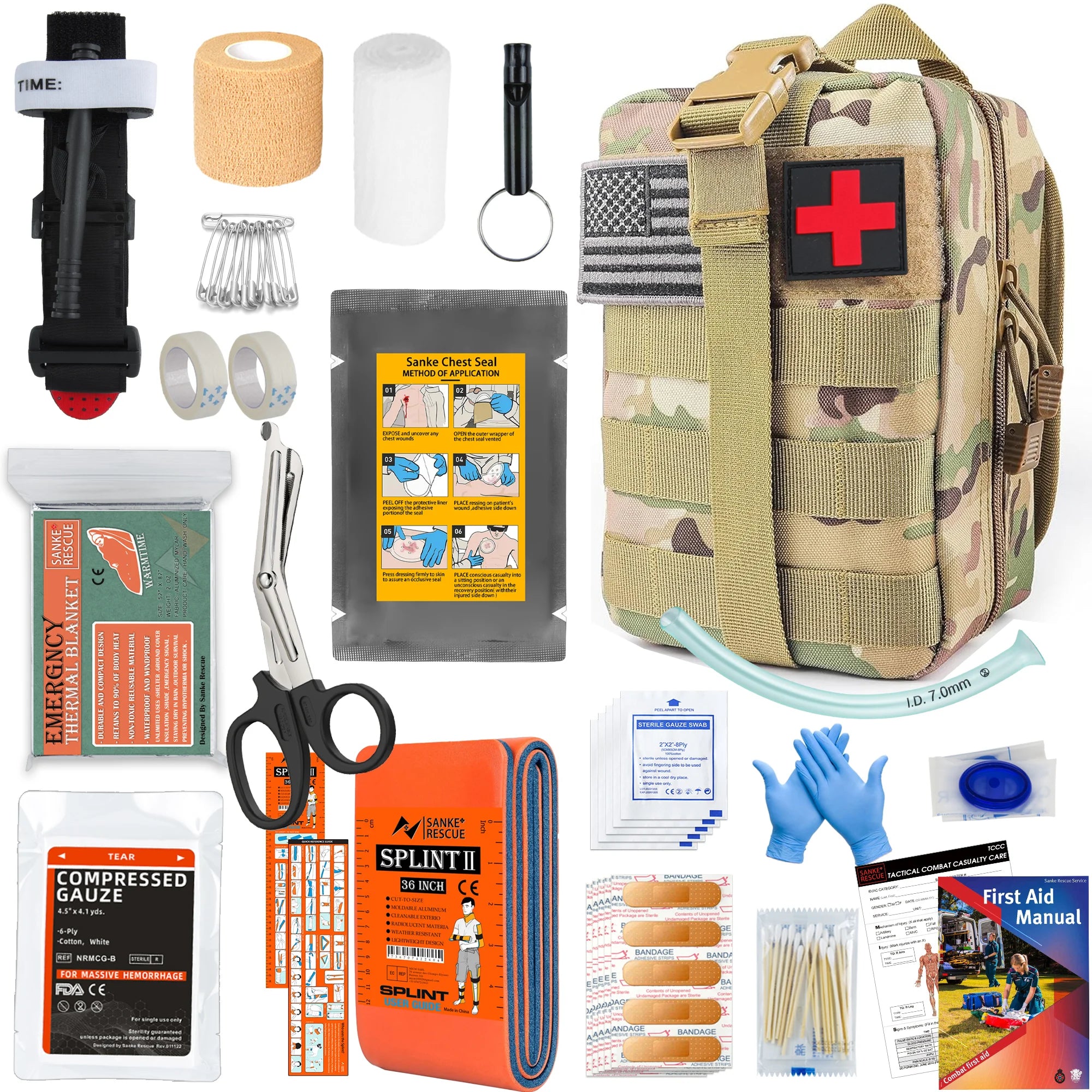 Équipement de survie avec système Molle, Kit de survie, sac Compatible de premiers secours, tremblement de terre en plein air IFAK EDC, randonnée, chasse, cadeaux pour hommes