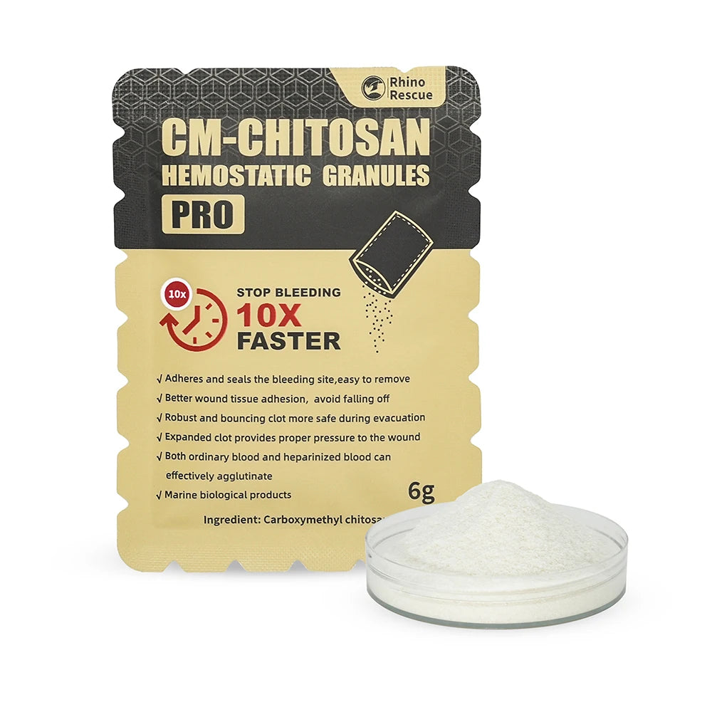 RHINO RESCUE 6g Granule hémostatique de chitosane |   Clusage rapide et portable pour les urgences, les soins des plaies, l'extérieur et |   Aucun résidu d'abord A