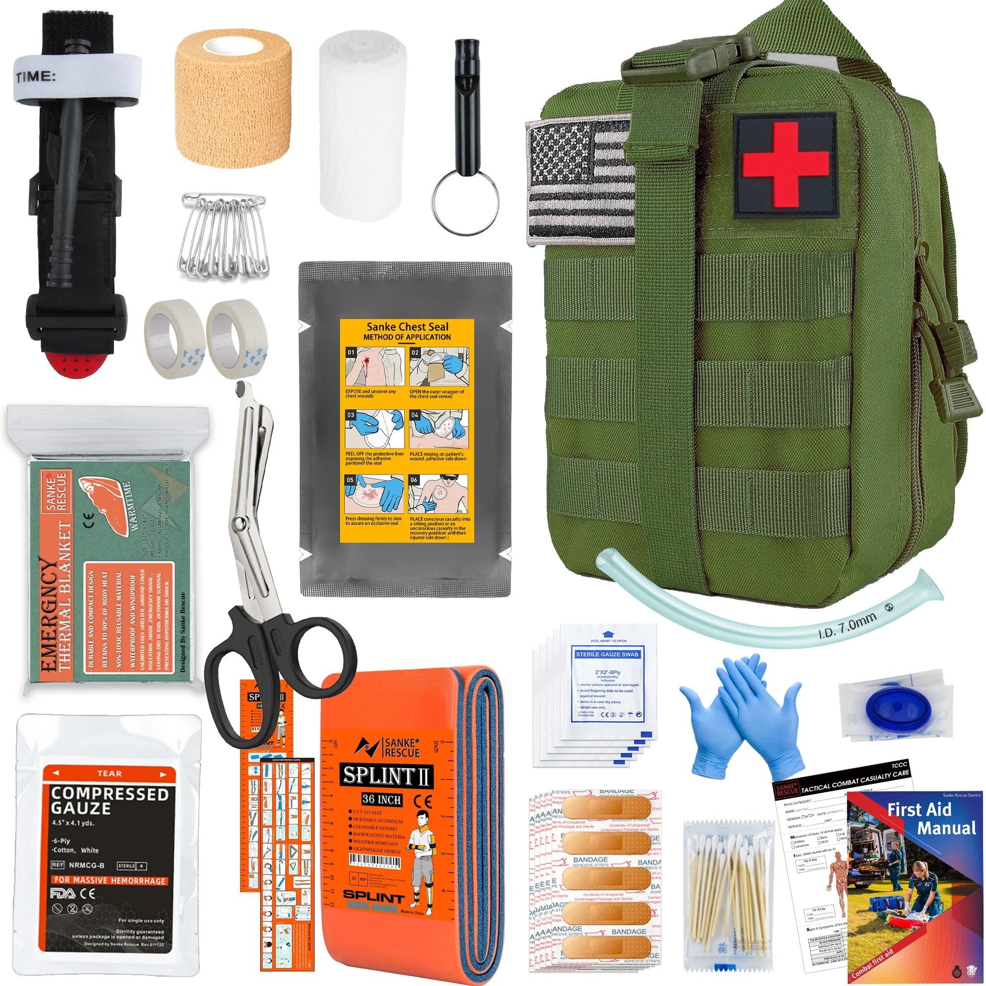 Équipement de survie avec système Molle, Kit de survie, sac Compatible de premiers secours, tremblement de terre en plein air IFAK EDC, randonnée, chasse, cadeaux pour hommes