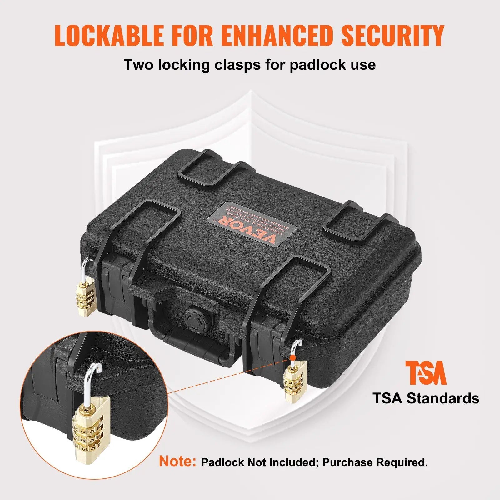 Lockable Pistol Case with Pre-cut PU Foam Hard Self-Defense Supply for 1 Pistol