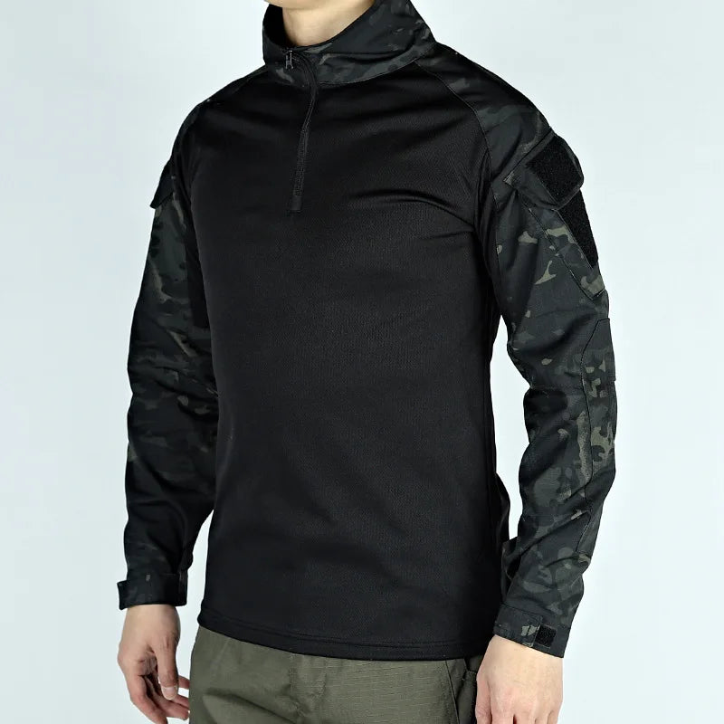 Army Outdoors T Shirt Long Sleeve Combat Shirt Tactical Clothing BreathableTraining Hunting Clothes Hiking Shirt Work Wear Men