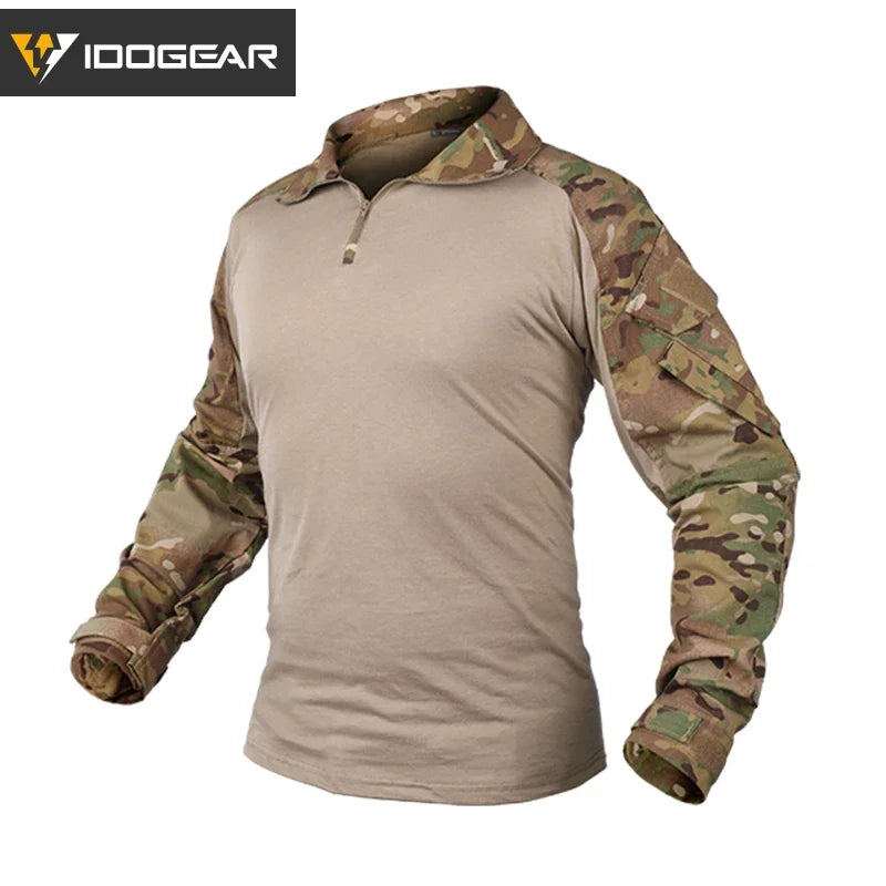 IDOGEAR Tactical Men G3 Combat Shirt with Elbow Pads Long Sleeve Shirt Airsoft Clothing  3101
