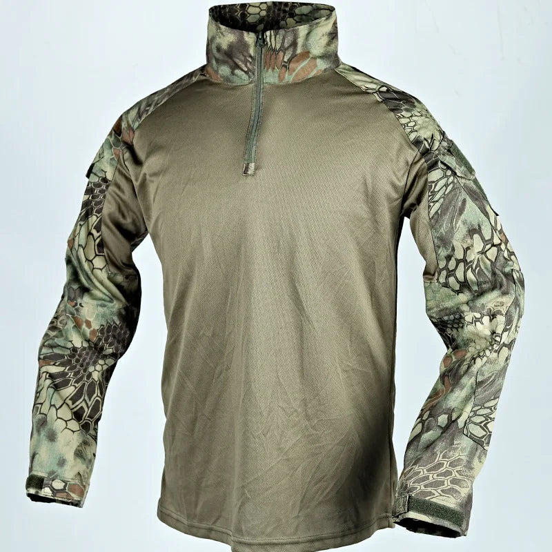 Army Outdoors T Shirt Long Sleeve Combat Shirt Tactical Clothing BreathableTraining Hunting Clothes Hiking Shirt Work Wear Men