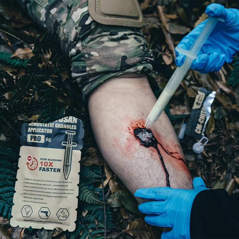 RHINO RESCUE 6g Granule hémostatique de chitosane |   Clusage rapide et portable pour les urgences, les soins des plaies, l'extérieur et |   Aucun résidu d'abord A