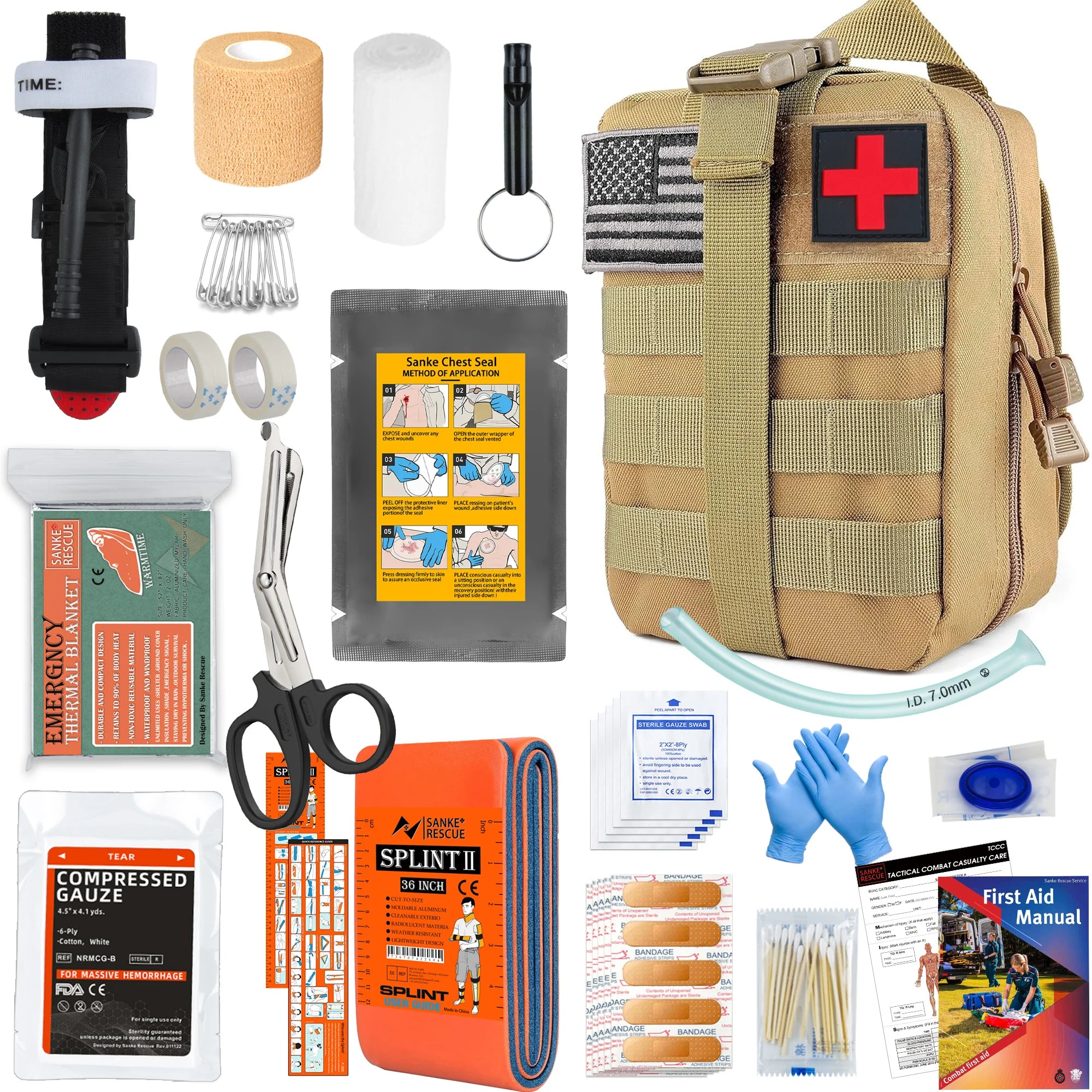 Équipement de survie avec système Molle, Kit de survie, sac Compatible de premiers secours, tremblement de terre en plein air IFAK EDC, randonnée, chasse, cadeaux pour hommes