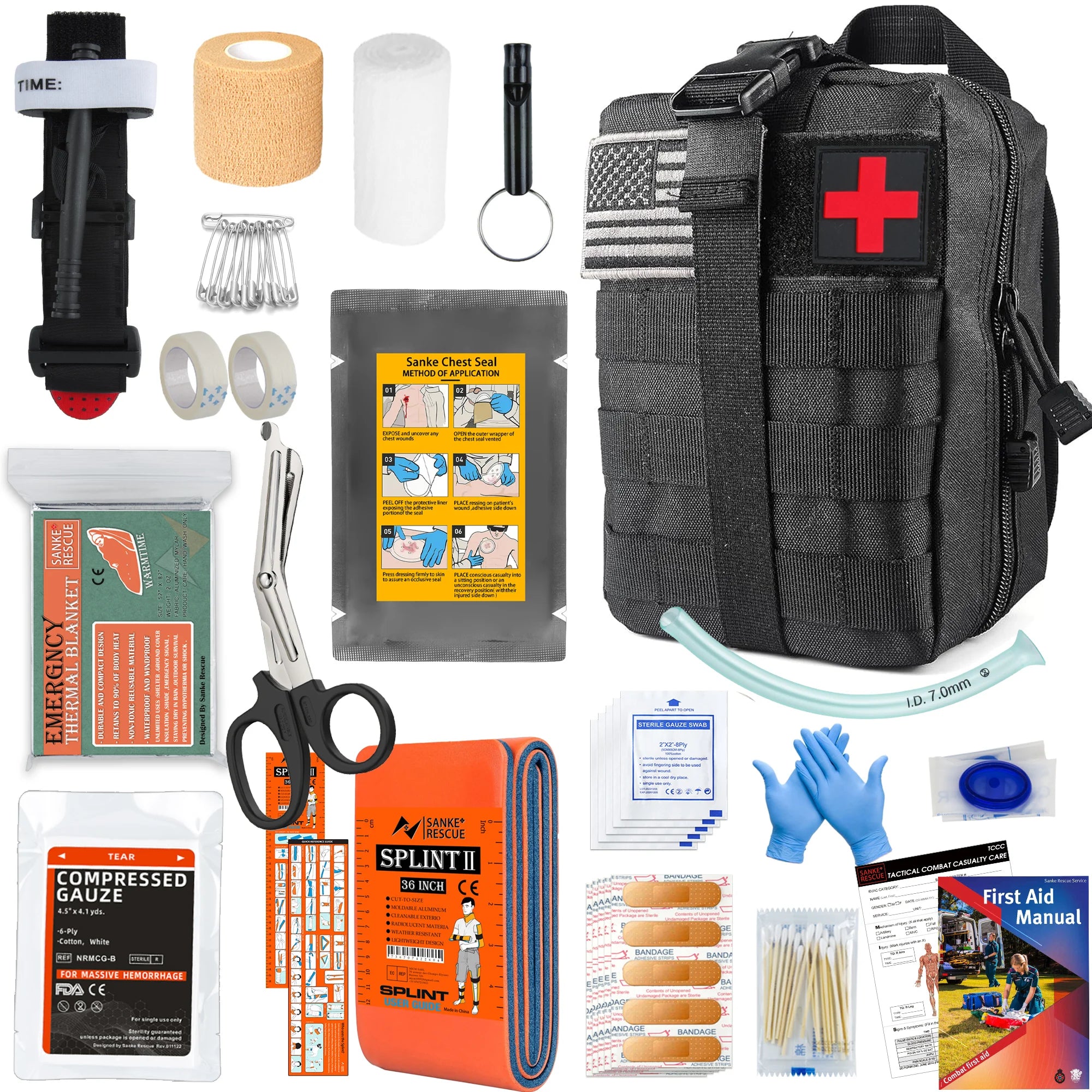 Équipement de survie avec système Molle, Kit de survie, sac Compatible de premiers secours, tremblement de terre en plein air IFAK EDC, randonnée, chasse, cadeaux pour hommes