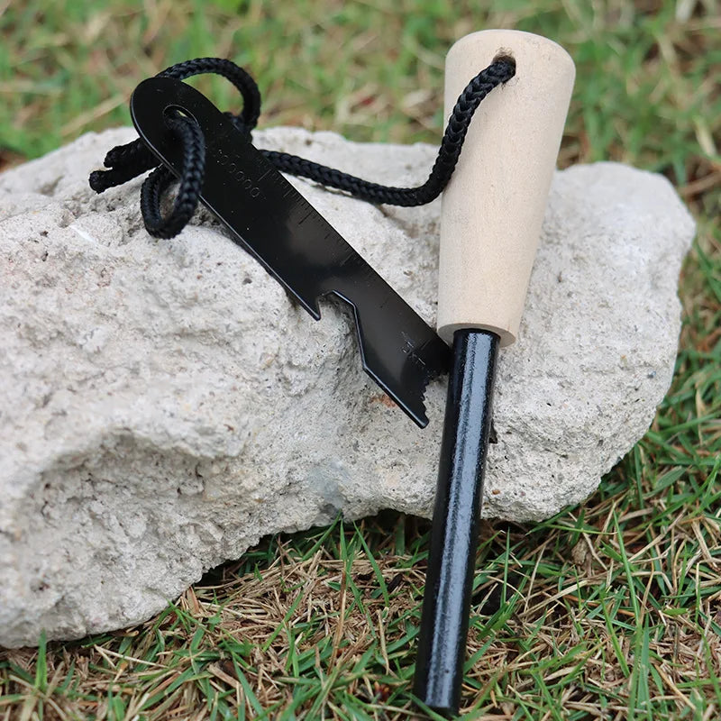 Silex extérieurs portables, équipés d'outils de survie en plein air telles que bâtons de magnésium, armes à feu, poignées en bois et bâton de silex