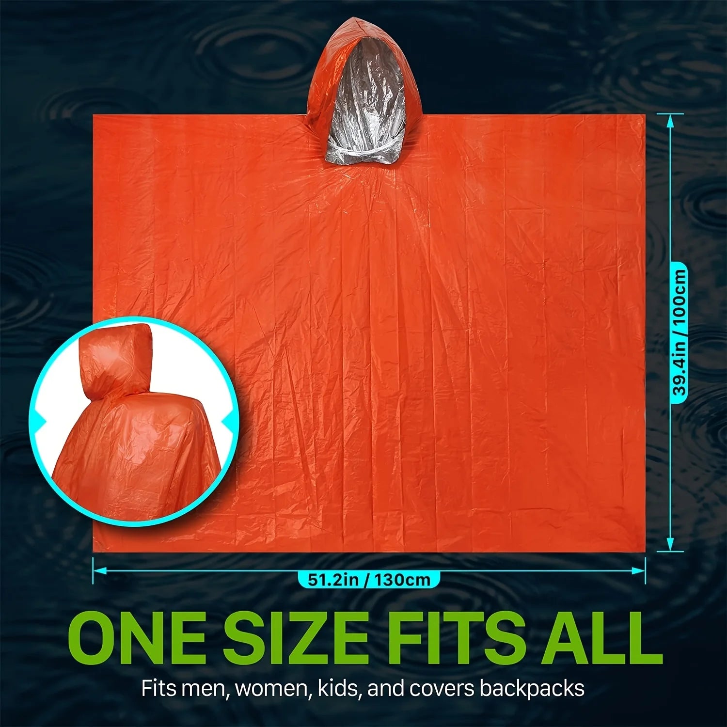 Kit d'urgence pour le camping et la randonnée en plein air - 2 sacs de couchage bivouac + 3 ponchos de pluie thermiques, coupe-vent et isothermes pour la survie