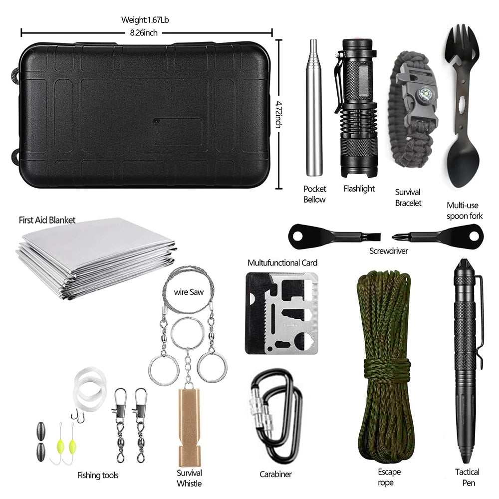 Kit de survie d'urgence professionnel, équipement de Camping multifonction, équipement de défense tactique, premiers secours SOS, aventure en milieu sauvage